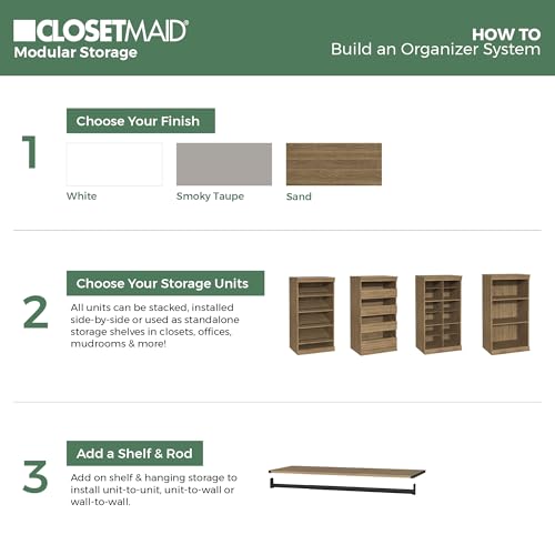 ClosetMaid Modular Storage Stackable 3-Shelf Unit, Sand - color: Sand