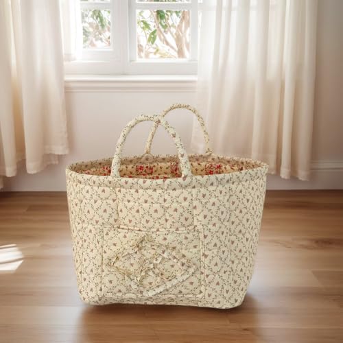 Floral Fabric Storage Basket Car Interior Storage Basket Underwear Sundries Laundry Baskets Supplies Home Organizer Bag (style 4) - color: style 4