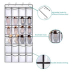 Mixcous Over The Door Shoe Organizer for Kids, Heavy Duty 40lbs, 24-Pocket Toy Storage with 4 Hooks, Behind The Door Organizer for Entryway, Closet, Nursery to Declutter Shoes, Toys & Gear