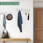 2 Pack Purse Organizer Wall Mount with 24 Rotating 180° Coat Rack, 14.6" Wooden Entryway Purse Holder, Wall Hooks for Hanging Belts, Ties, Keys, Scarf, Bras, Bag, Space Saving Hanger (White) - color: White