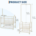 GarveeHome Metal Laundry Cart with Hanging Rack & Storage Shelves | 3 in-1 Rolling Hamper with Wheels for Clothes, Towels and Toys | Space Saving Organizer for Small Apartment/Bathroom