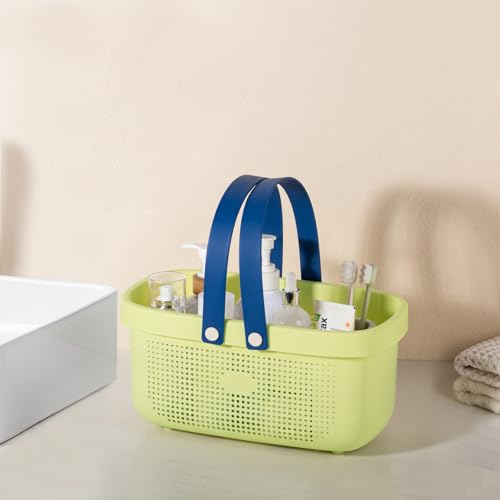 JiatuA Plastic Storage Basket with Handle Portable Shower Caddy Tote Organizer Basket Bin for Bathroom Kitchen Dorm Room Bedroom, ‌Yellow - color: Yellow, size: Large