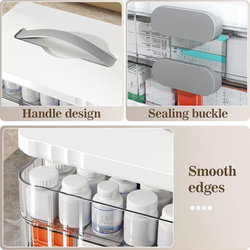 ARSTPEOE 4-Tier Medicine Organizer - Portable Medicine Cabinet with Plastic Handle, Multipurpose Medical Box, Empty First Aid Kit for Home - size: Extra Large 4 Tier