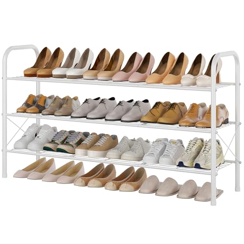 Hoctieon 3 Tier Durable Mesh Style Shoe Rack, Entryway Shoe Shelf, Shoe Rack FreeStanding, Shoe Storage Organizer, Shoe Rack for Closet, Space Save For bathroom, Hallway, Bedroom, Living Room, White - color: White, size: 3 Tier