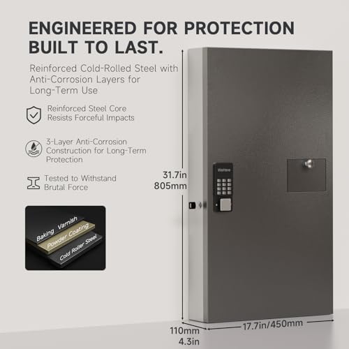 WeHere 104 Keys Lock Box Wall Mount with Key Drop Slot, APP Bluetooth/OTP/Wi-Fi/Fixed Code/Key Unlock, Smart Large Key Cabinet Key Return Box for Hotel,Car Dealerships,Realtors,Office - size: 104 Key(smart)