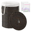SETVSON Laundry Basket with Lid Round Rattan Laundry Hamper with Lid and Handles 29.1 Gal (110 L) Handwoven Woven Basket with Removable Bags and 2 Mesh Bags for Bathroom Living Room Brown - color: Brown, size: 110L