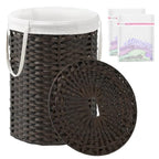 SETVSON Laundry Basket with Lid Round Rattan Laundry Hamper with Lid and Handles 29.1 Gal (110 L) Handwoven Woven Basket with Removable Bags and 2 Mesh Bags for Bathroom Living Room Brown - color: Brown, size: 110L