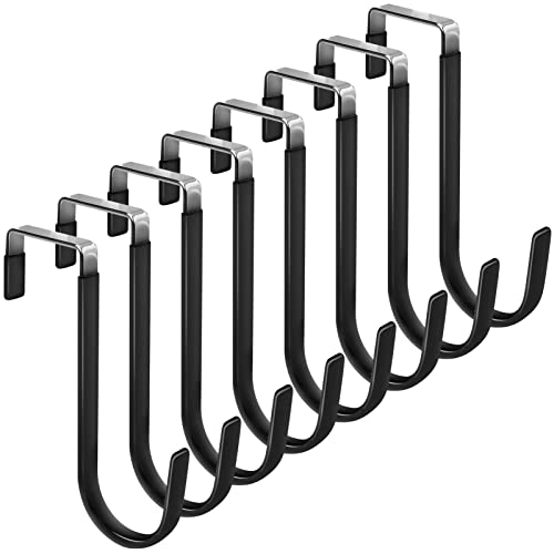 FYY Over the Door Hooks, 8 Pack Door Hangers Hooks with Rubber Prevent Scratches Heavy Duty Organizer Hooks for Living Room, Bathroom, Bedroom, Kitchen Hanging Clothes, Towels, Hats, Coats, Bags Black - color: A Black, size: Short, style: 8 Pack