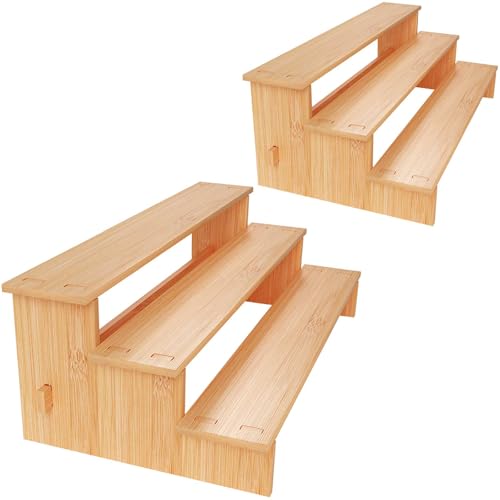 JinDoWin 3 Tiered Spice Rack Organizer for Cabinet,Spice Organization for Cabinet, Seasoning Organizer,Spice Shelf and Spice Organizer for Cabinet,Pantry Organizers and Storage (2 Pack, Medium) - color: 2 Pack, size: Medium