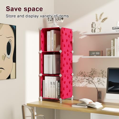 UNKU Cube Storage Organizer, 3 Cube Closet Organizer Storage Shelves, DIY Stackable Bookcase, Clothes Organizer Shelf for Closet, Bedroom, Living Room, Cabinet, Home, Office, Red - color: Green, size: 3cube