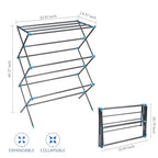 APEXCHASER Clothes Drying Rack, Foldable 2-Level Drying Rack Clothing, Stainless Steel Free-Standing Laundry Airer, with Height-Adjustable 4 Wings, Matte Black - color: Graphite, size: Small