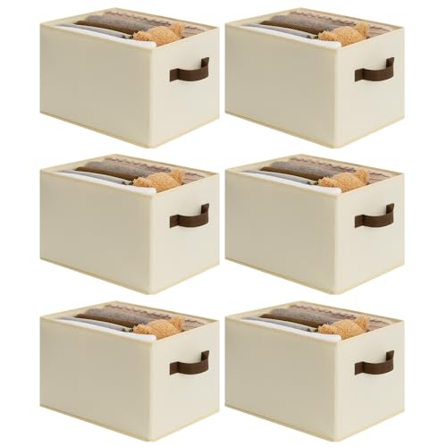 Cupic Cupid Storage Bins Closet, Fabric Closet Organizers and Storage, 6-Pack Baskets for Organizing, Large Storage Boxes with Handles for Clothes and Toys, Beige - color: Beige, size: 6-Pack