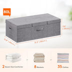 Lifewit 80L Under Bed Storage Containers, 9.8 Inch Tall Underbed Clothes Storage Organizer Bin with Sturdy Sidewalls, Bottom, 3 Lids, Deep Storage Drawer for Clothes, Shoes, Blankets, Pillows 2 Pack - size: 80L