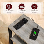 Narrow Side Table with Charging Station Slim End Table Sofa with Magazine Rack, Bedside Table for Small Spaces, 3 Tier Nightstand for Living Room Couch, Bedroom Oak Grey LET503QE - color: Oak Grey
