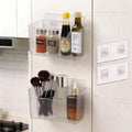 2 Pack Self Adhesive Cabinet Door Organizer, Transparent Stackable Wall Mounted Organizer boxes, Storage Holder Basket for Kitchen, Bathroom, Pantry Organization and Countertops