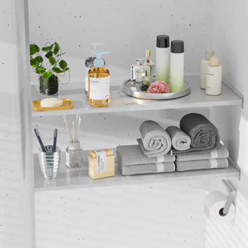 Slideep Adjustable Closet Storage Shelves, Expandable Wardrobe Shelf with Seamless Sticker Heavy Duty Clothes Hanger Rack DIY Divider RV Separator for Cabinet Pantry Cupboard Kitchen, 2Pack - size: 15.8"D x 16.9"W