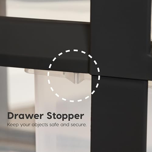 IRIS USA Plastic Drawer Storage Organizer Rolling Cart, with Wheels Casters, 10-Drawers, for Classroom Art Craft Supplies Dresser Closet Bathroom Laundry Room, Black/Pearl - color: Black, size: 10 Drawer with Wheels