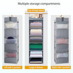 6-Shelf Hanging Closet Organizer and Storage with 6 Side Pockets, Collapsible Closet Hanging Shelves for Storage, Grey - size: 6-shelf