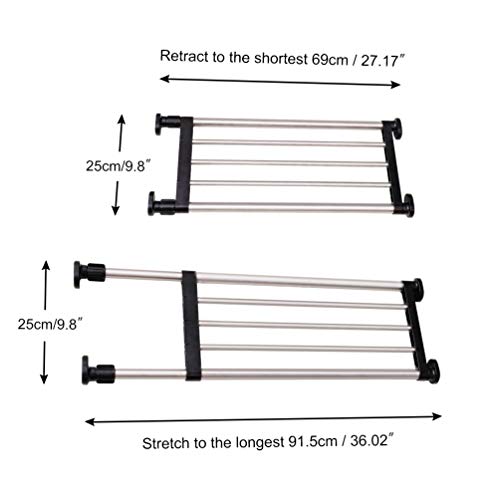 BAOYOUNI Expandable Shelf Closet Tension Rod Adjustable Shelving Unit Storage Rack Organizer Hanger Space Saving Divider for Wardrobe, Cupboard, Kitchen, Bathroom Use, Black - color: Black, 1pc (2-bar Telescopic), size: Recommended Use Length: (27.17-36.0