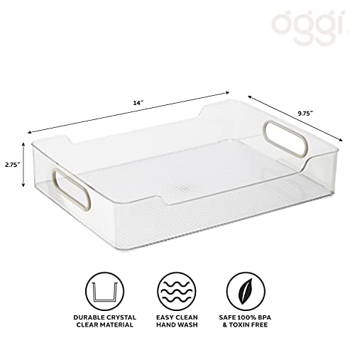 Oggi Cabinet/Drawer Storage Bin - 14" x 10", Clear/Gray, Ideal for Kitchen Organization, Pantry Storage, Fridge Organizing - Set of 6 - size: 14" x 10" - Set of 6
