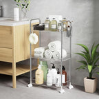 SPACEKEEPER 3 Tier Acrylic Storage Rolling Cart Clear Bathroom Cart Organizer, Transparency Laundry Room Organization Mobile Shelving Unit Multifunction Rolling Utility Cart for Office Living Room - size: 3 Tier