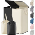 Lifewit Double Laundry Hamper with Lid and Removable Laundry Bags, Large Collapsible 2 Dividers Dirty Clothes Basket with Handles for Bedroom Laundry Room Closet Bathroom College, 155L White&Black - color: White&black, size: 155L