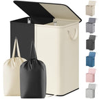 Lifewit Double Laundry Hamper with Lid and Removable Laundry Bags, Large Collapsible 2 Dividers Dirty Clothes Basket with Handles for Bedroom Laundry Room Closet Bathroom College, 155L White&Black - color: White&black, size: 155L