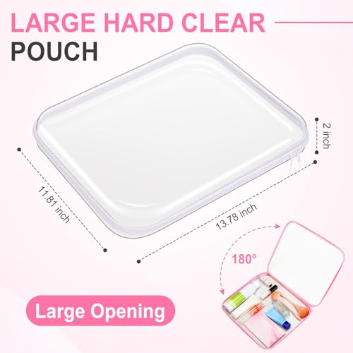 Sanwuta 6 Pcs Clear Hard Zipper Case Plastic Zipper Pouches Transparent Makeup Bag Pencil Case Pouches Toiletry Diaper Bag for Travel Toy Storage Organizer Bins(Assorted Color,13.78 x 11.81 x 2 Inch) - color: Assorted Color, size: 13.78 x 11.81 x 2 Inch