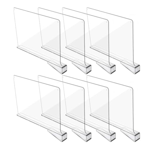 Acrylic Shelf Dividers for Closet Organization, Closet Shelf Organizer Closet Separator for Wood Shelves Clear Shelf Dividers for Closets (8 Pack) - color: Clear, size: 8Pack
