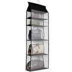 Improved Closet Handbag Purse Holder with 5 Large Heavy-Duty Mesh Shelves, Space Saving Hanging Handbag Storage Tote Bag Organizer Holder for Wardrobe Closet(Black) - color: Black
