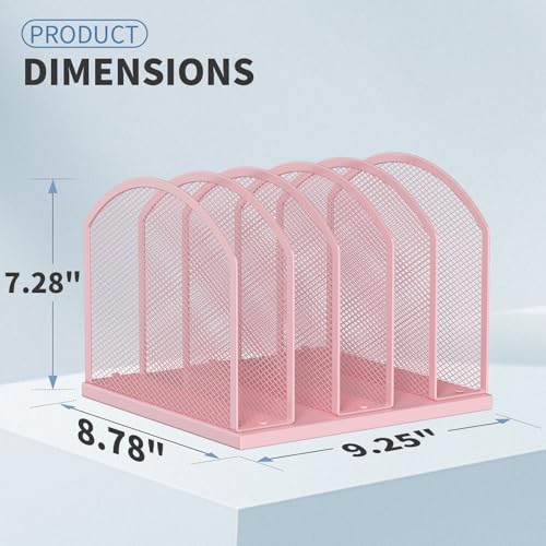 Gawerk 5-Section Vertical Desktop Organizer, 5-Section Mesh File Folder Stand Sorter for Office Home Classroom Organization (1, Pink) - color: Pink