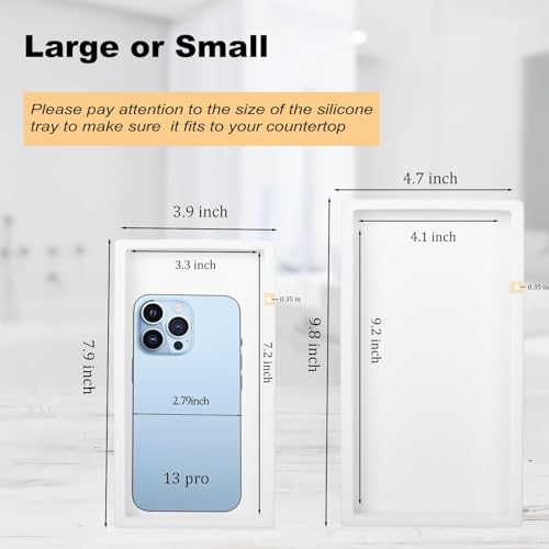 Bathroom Tray, Small Vanity Tray Silicone Soap Dish Sponge Holder Kitchen Sink Organizer Bathroom Accessories for Countertop, Toilet, Shower, Large, White - color: White, size: 9.8" x 4.7"