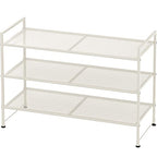 Simple Houseware 3-Tier Stackable Mesh Shoe Rack, White - color: White, style: Mesh Panel