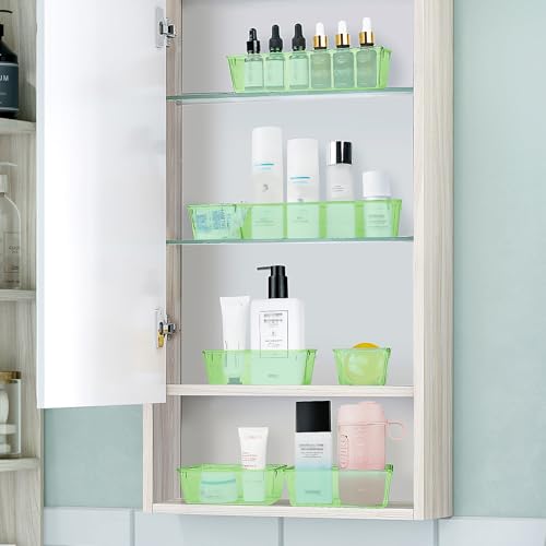 WOWBOX 25 PCS Plastic Drawer Organizer Set, 4 Sizes Desk Drawer Divider Organizers and Storage Bins for Makeup, Jewelry, Gadgets for Kitchen, Bedroom, Bathroom, Office, Clear Green - color: Clear Green