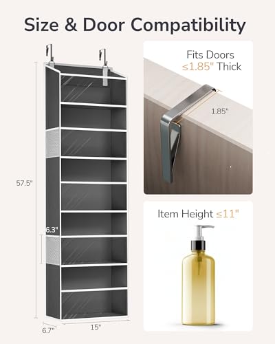 ULG Clear Over The Door PVC Organizer with 4 Pockets Hanging Storage for Bathroom, Closet, or Bedroom，Dark Gray - color: Dark Gray-4p, size: 1 Pack