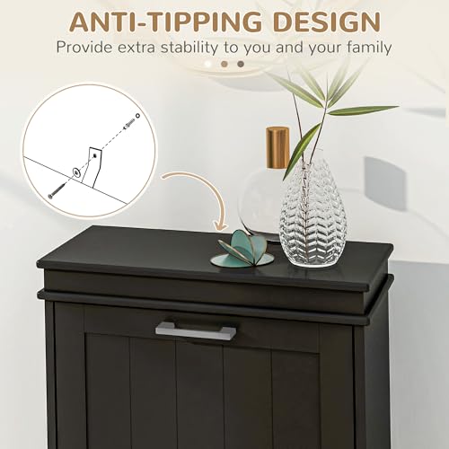 HOMCOM Narrow Shoe Cabinet with 2 Flip Drawers, Modern Freestanding Shoe Storage Cabinet with Adjustable Shelves for Entryway, Hallway, Black - color: Black