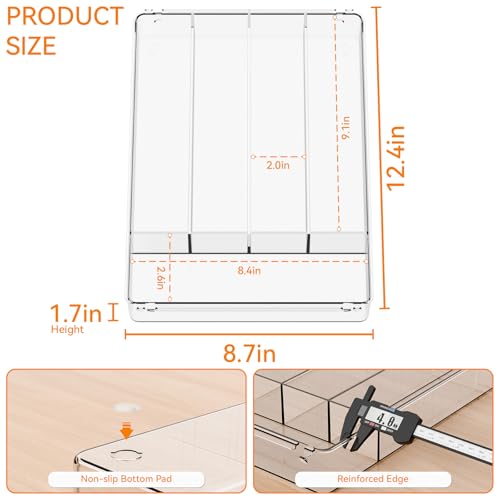 Yieach Clear Small Silverware Organizer 9 inch Wide for Kitchen Drawers,BPA Free Silverware Trays and Plastic Silverware Dividers & Holder,Utensil and Flatware Drawer Organizer Suitable for Fork,Spoon - size: Medium