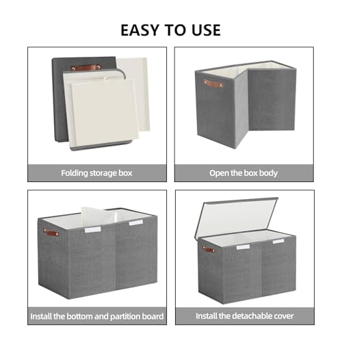 Bagnizer Large Toy Storage Box with Lids, Collapsible Sturdy Baby Storage Organizer Chest Bin Basket for Kids, Boys, Girls, Playroom, Nursery, Bedroom, Closet 25"x13"x16" (Gray) - color: Gray