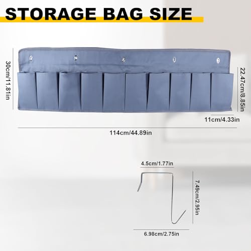 Oxford Fabric Bedside Hanging Storage Organizer, RV Shoe Storages Pockets for Bedside, Heavy Hanging Bedsides Storage Organizer with Sturdy Hooks Storages Pockets Hangs on Bed for Shoes, Tool (2)