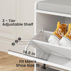 MHOM White Entryway Bench with 2 Flip Drawers, Shoe Bench with Padded Seat Cushion, Wooden Shoe Storage Bench for Entryway and Apartment - color: White