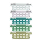 Ello Duraglass 3.4 Cup Meal Prep Sets 10Pc, 5 Pack Set- Glass Food Storage Container with Silicone Sleeve and Airtight BPA-Free Plastic Lids, Dishwasher, Microwave, and Freezer Safe, Olive Tree - color: Olive Tree, size: 3.4 Cup
