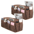 uxcell 2 Pcs Recliner Armchair Caddy, Couch Armrest Organizer with 14 Pockets for Bedside Sofa Remote Control Holder Magazine Phone Book Glasses (Brown, 20" x 7" x 9") - color: Brown