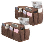 uxcell 2 Pcs Recliner Armchair Caddy, Couch Armrest Organizer with 14 Pockets for Bedside Sofa Remote Control Holder Magazine Phone Book Glasses (Brown, 20" x 7" x 9") - color: Brown