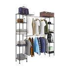 Seville Classics Closet Garment Organizer with Metal Hanging Rod Wardrobe Storage System, w/ Steel Shelves for Clothes, Shirts, Jackets, Coats, Blankets, Shoes, Satin Bronze, Expandable Rack - color: Satin Bronze