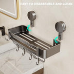VOLPONE 2 Pack Shower Caddy Suction Cup, Corner Shower Shelves No Drilling, Showers Organizer Storage with Towel Bar & Removable Hooks, Bathroom Shower Shelf Rack for Inside Showers, Square - style: Square 2 Tier