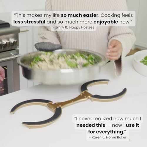 Trivae Pot Lid Holder – 4-in-1 Pot Lid Holder While Cooking, Pan Lid Holder, Trivet & Cake Stand – Versatile Kitchen Tool for Hot Pots, Serving & Display – Space-Saving, Heat-Resistant Stand - color: Golden Goddess