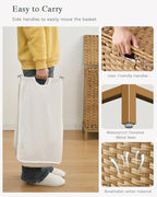 SETVSON Laundry Hamper with Lid 132 L, (35 Gallons) Clothes Hamper with Lid, Handwoven Rattan Laundry Hamper with Metal Heightened Feet, Laundry Hampers with 3 Removable Liner Bags for Laundry-Natural - color: Natural, size: 132 L - 35 gal