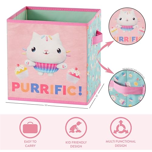 Gabby’s Dollhouse Set of 2 Collapsible Storage Cubes with Carry Handles, Kids Room & Playroom Organizer Bins, 10” x 10” - color: Gabbys Dollhouse