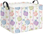 HIYAGON Rectangular Easter Basket Fabric Storage Bin Boxes Collapsible Baby Girl Basket for Clothes Books Shelves Basket(Bowknot Egg) - color: Bowknot Egg