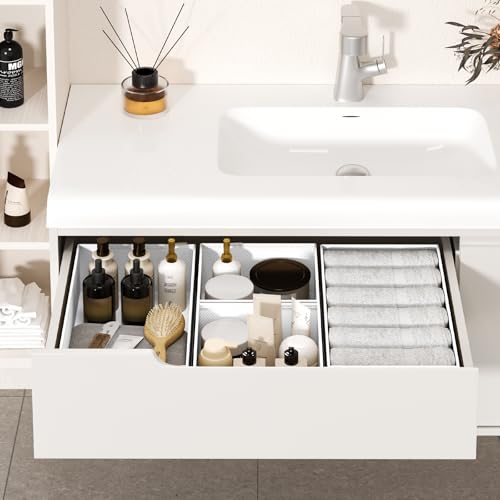 DIMJ Drawer Organizer Clothes - 20 Pack Closet Drawer Organizer Bins for Baby Clothes Storage, Fabric Dresser Organizer for Nursery Bedroom, Foldable Small Drawer Dividers for Underwear Socks - color: White, size: 20 Pack